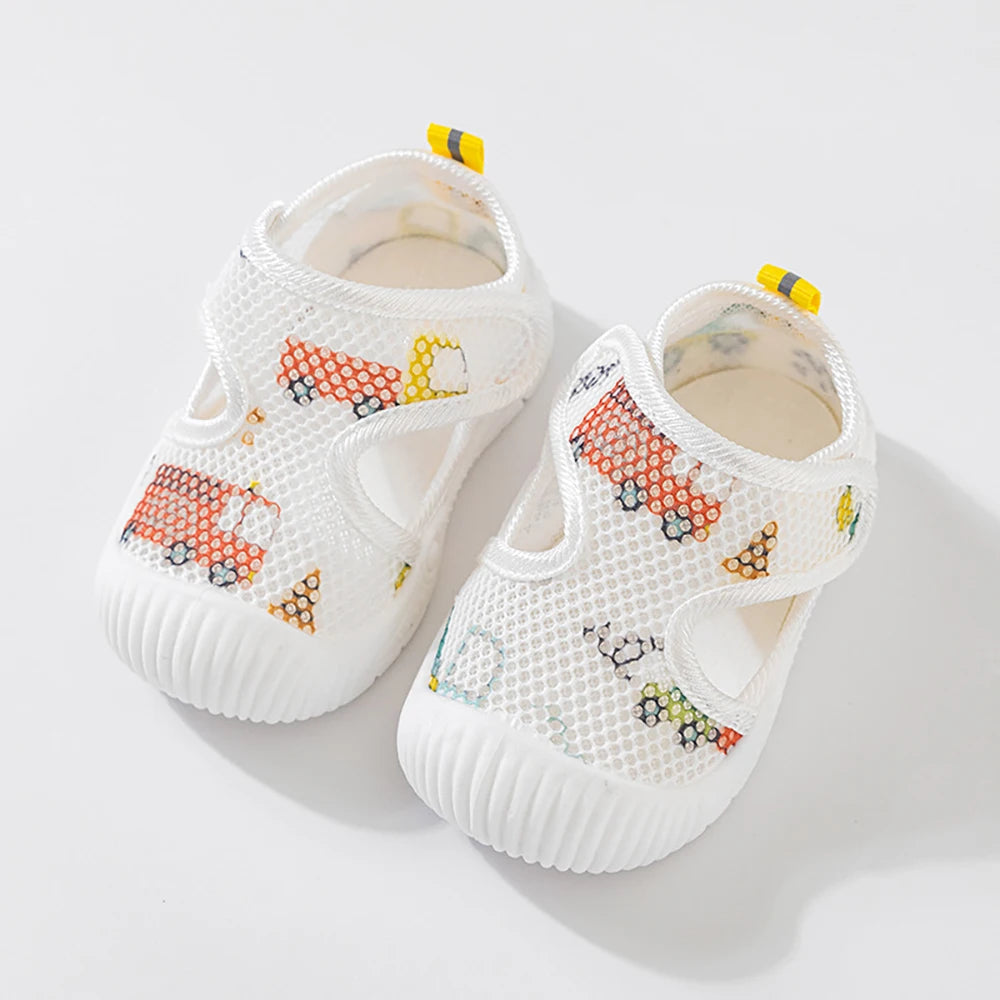 Baby Walking Shoes 1-3T Summer Mesh Ventilation Toddler Floor Shoes Cartoon Cute Girls Sandals Boys Soft-soled Shoes