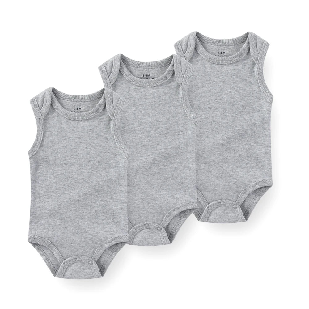 1/3 Pieces Solid Color Sleeveless baby Unisex bodysuits Cotton Newborn Boy Girl Onesies  Summer Infant Clothes