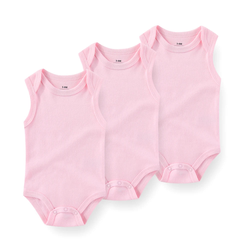1/3 Pieces Solid Color Sleeveless baby Unisex bodysuits Cotton Newborn Boy Girl Onesies  Summer Infant Clothes