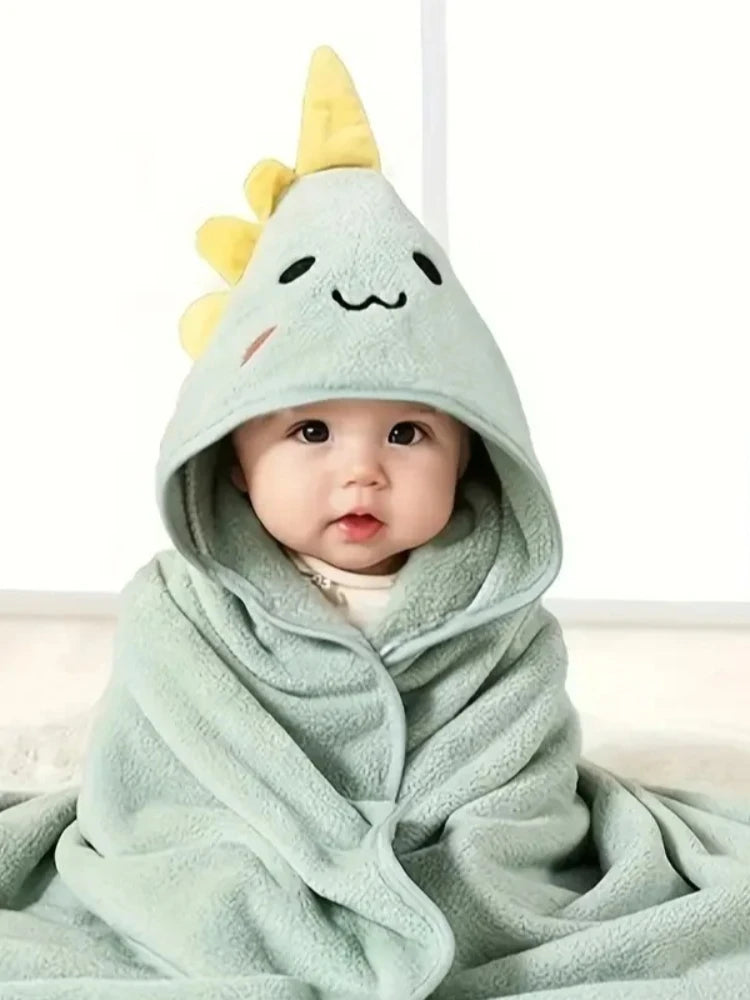 Coral Velvet  Cape Bath Towel Newborn Bath Wrap Bath Towel Cute Cartoon Cape Bathrobe