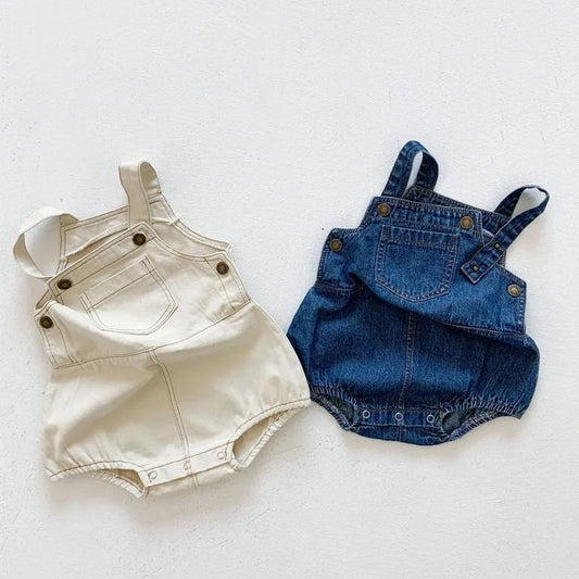 2025 New Summer Baby Boy Denim Bodysuit Sleeveless Girls Overalls Toddler Kids Casual Clothes 0-3 Years