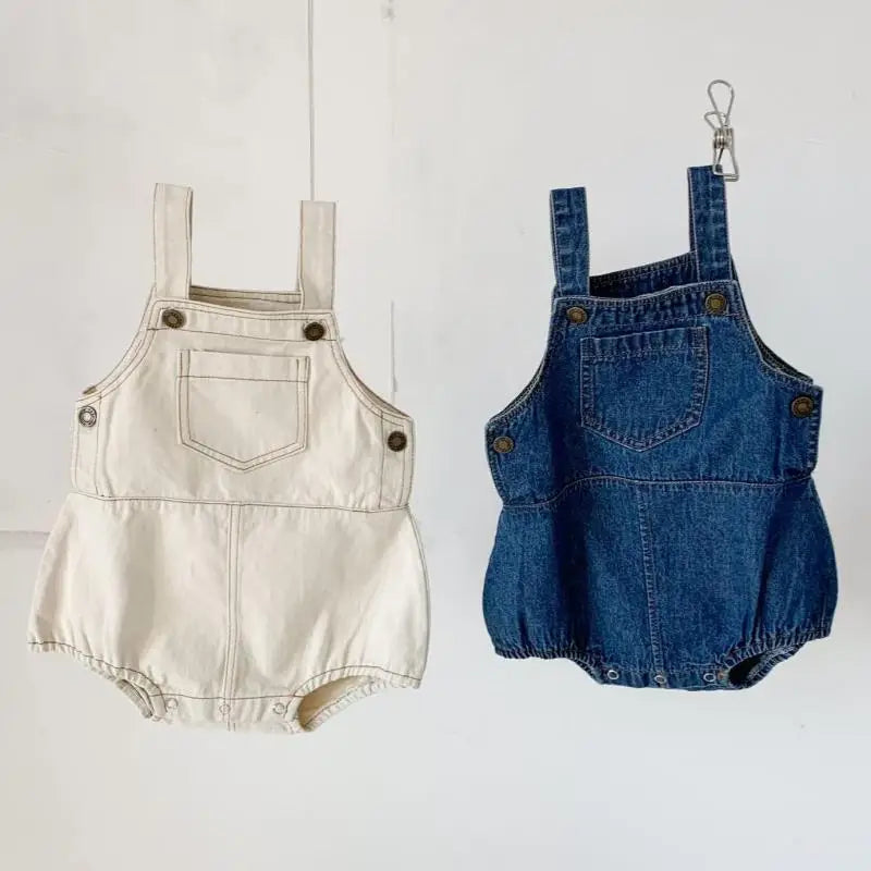 2025 New Summer Baby Boy Denim Bodysuit Sleeveless Girls Overalls Toddler Kids Casual Clothes 0-3 Years
