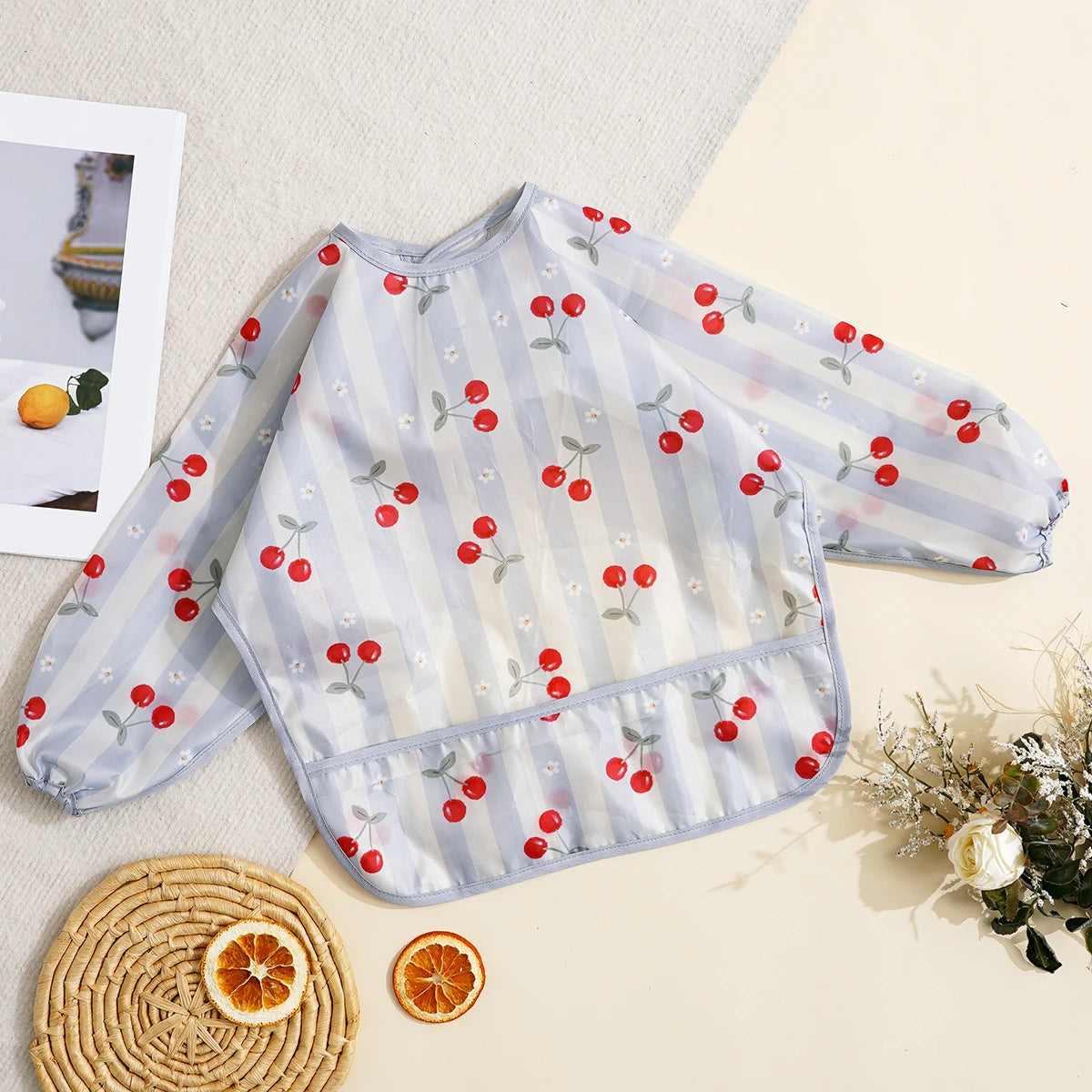 Elinfant 1PC Long Sleeve Bibs, Waterproof Feeding Bibs,Washable Burp Cloth,Coveralls Bibs,Easy To Clean,Wash-Free Eating Bibs
