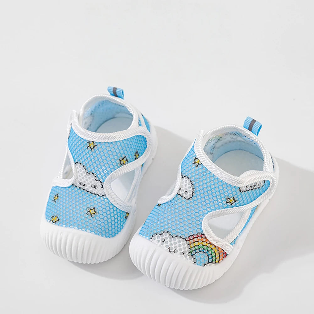 Baby Walking Shoes 1-3T Summer Mesh Ventilation Toddler Floor Shoes Cartoon Cute Girls Sandals Boys Soft-soled Shoes