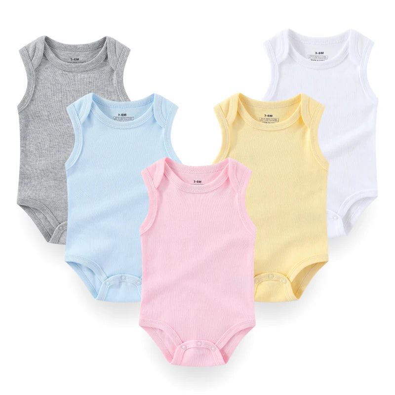 1/3 Pieces Solid Color Sleeveless baby Unisex bodysuits Cotton Newborn Boy Girl Onesies  Summer Infant Clothes