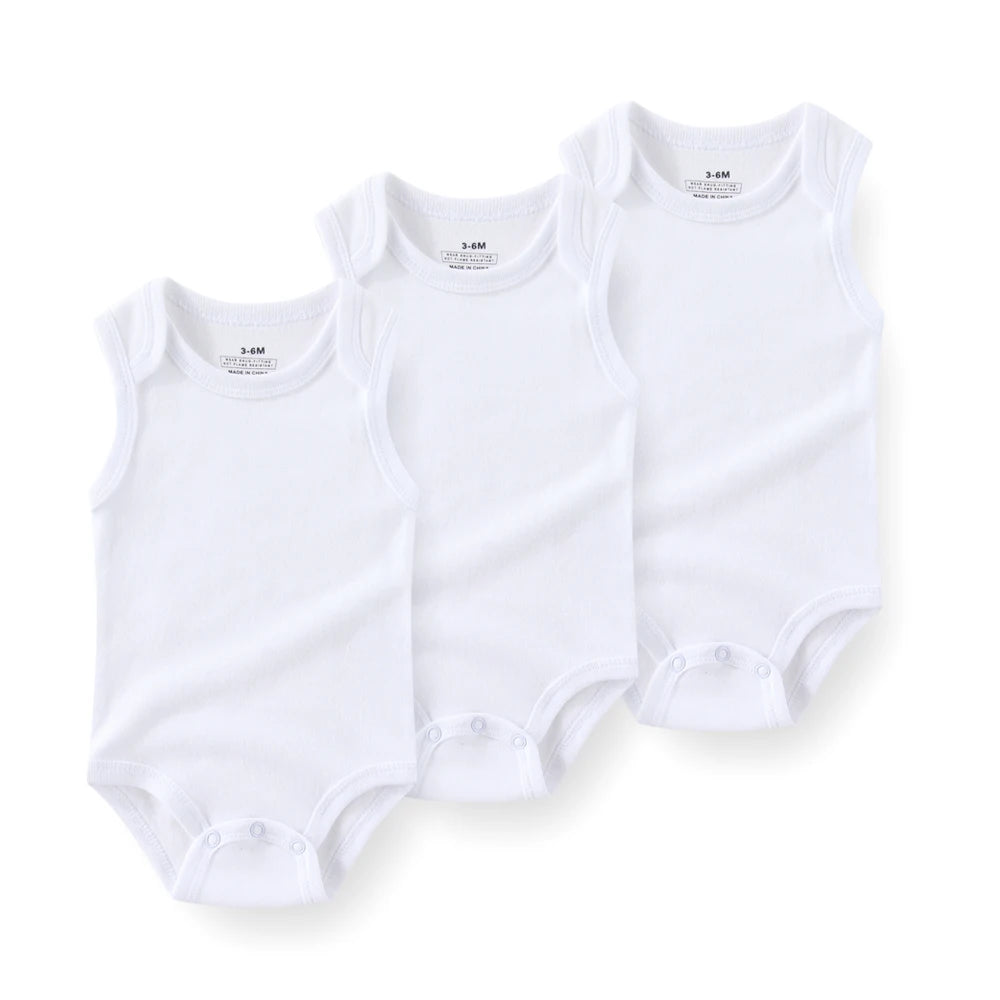 1/3 Pieces Solid Color Sleeveless baby Unisex bodysuits Cotton Newborn Boy Girl Onesies  Summer Infant Clothes