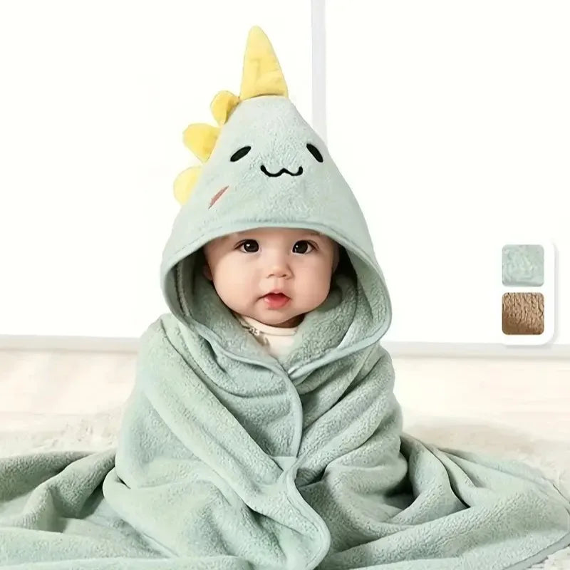 Coral Velvet  Cape Bath Towel Newborn Bath Wrap Bath Towel Cute Cartoon Cape Bathrobe