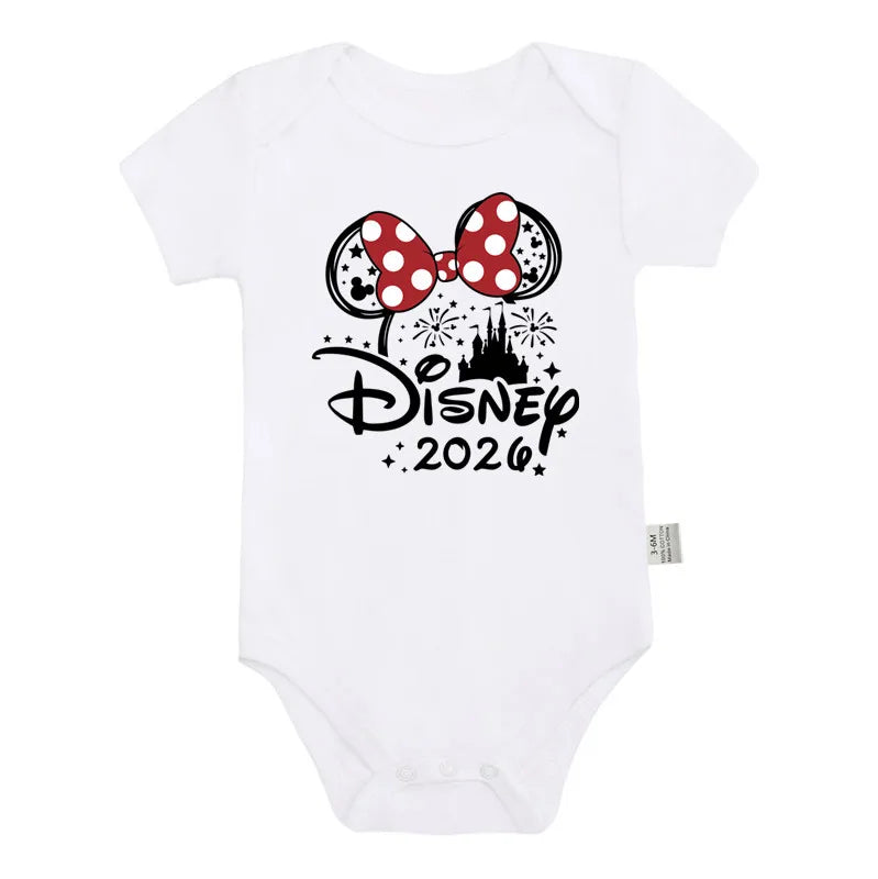2026 Disney Trip Mickey Minnie Mouse Family Matching Shirts Cotton Dad Mom Bro Sis Kids T Shirt Baby Rompers Matching Clothes