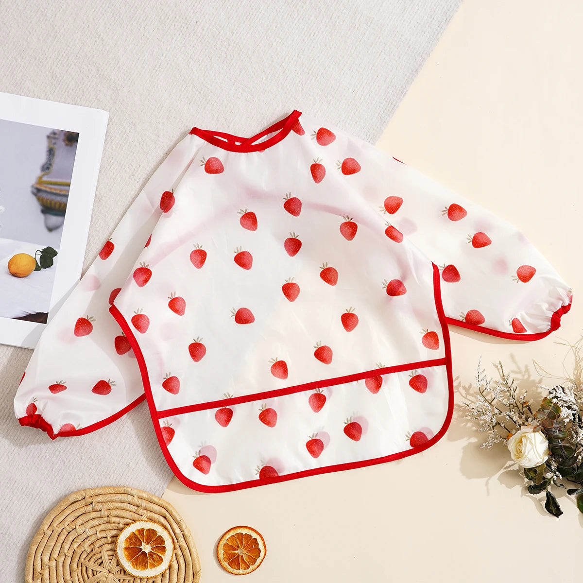 Elinfant 1PC Long Sleeve Bibs, Waterproof Feeding Bibs,Washable Burp Cloth,Coveralls Bibs,Easy To Clean,Wash-Free Eating Bibs