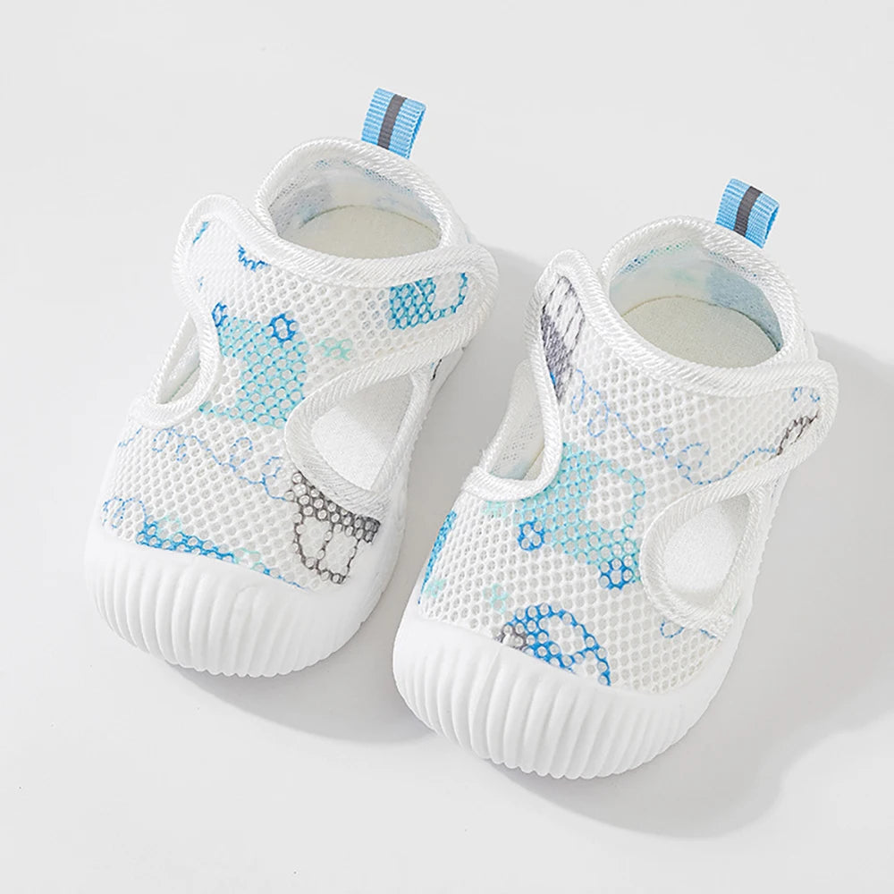 Baby Walking Shoes 1-3T Summer Mesh Ventilation Toddler Floor Shoes Cartoon Cute Girls Sandals Boys Soft-soled Shoes