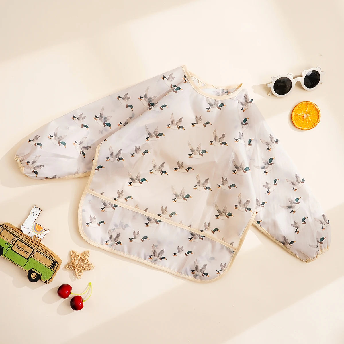 Elinfant 1PC Long Sleeve Bibs, Waterproof Feeding Bibs,Washable Burp Cloth,Coveralls Bibs,Easy To Clean,Wash-Free Eating Bibs