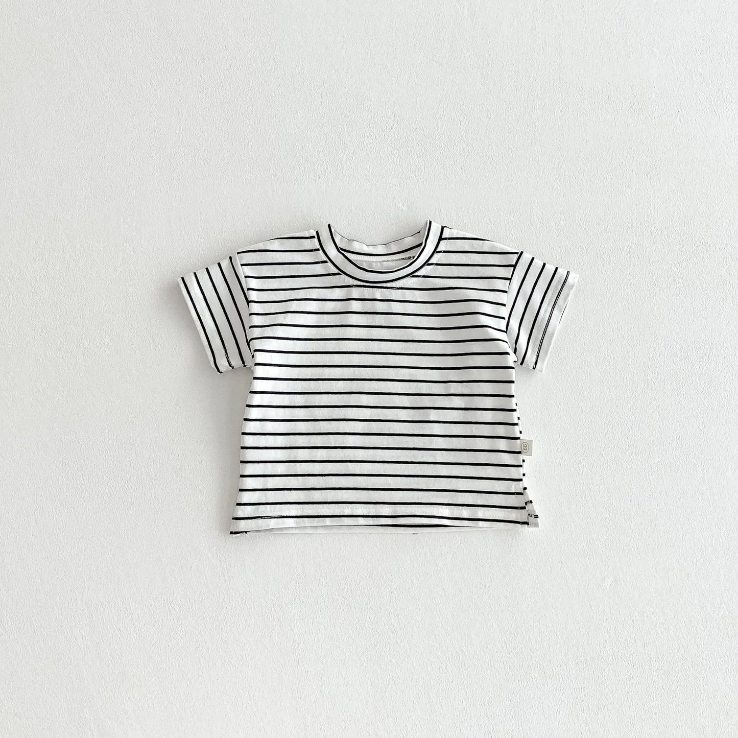 ZOETOPKID Newborn Solid Overalls Boy Girl Infant Casual Striped Short Sleeves T-shirt Baby Cotton Summer Clothe Set